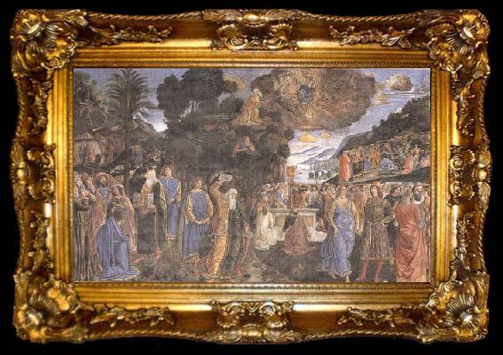 framed  Sandro Botticelli Cosimo Rosselli and Assistants,Moses receiving the Tablets of the Law and Worship of the Golden Calf, ta009-2